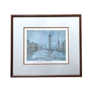 Don Swann (1889-1954), "Moonlight on Mount Vernon Place" Etching Signed & Framed